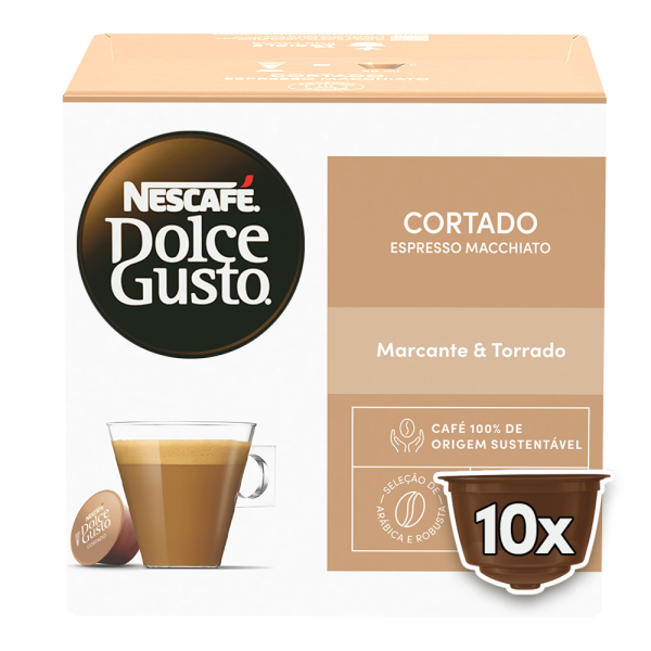 Front view of Cortado (10 pods) box