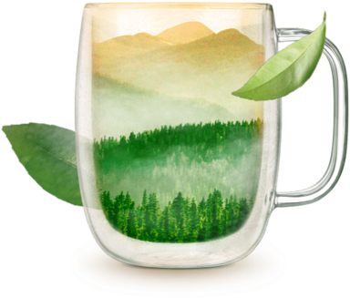 Taza transparente con imagen de paisaje incluida